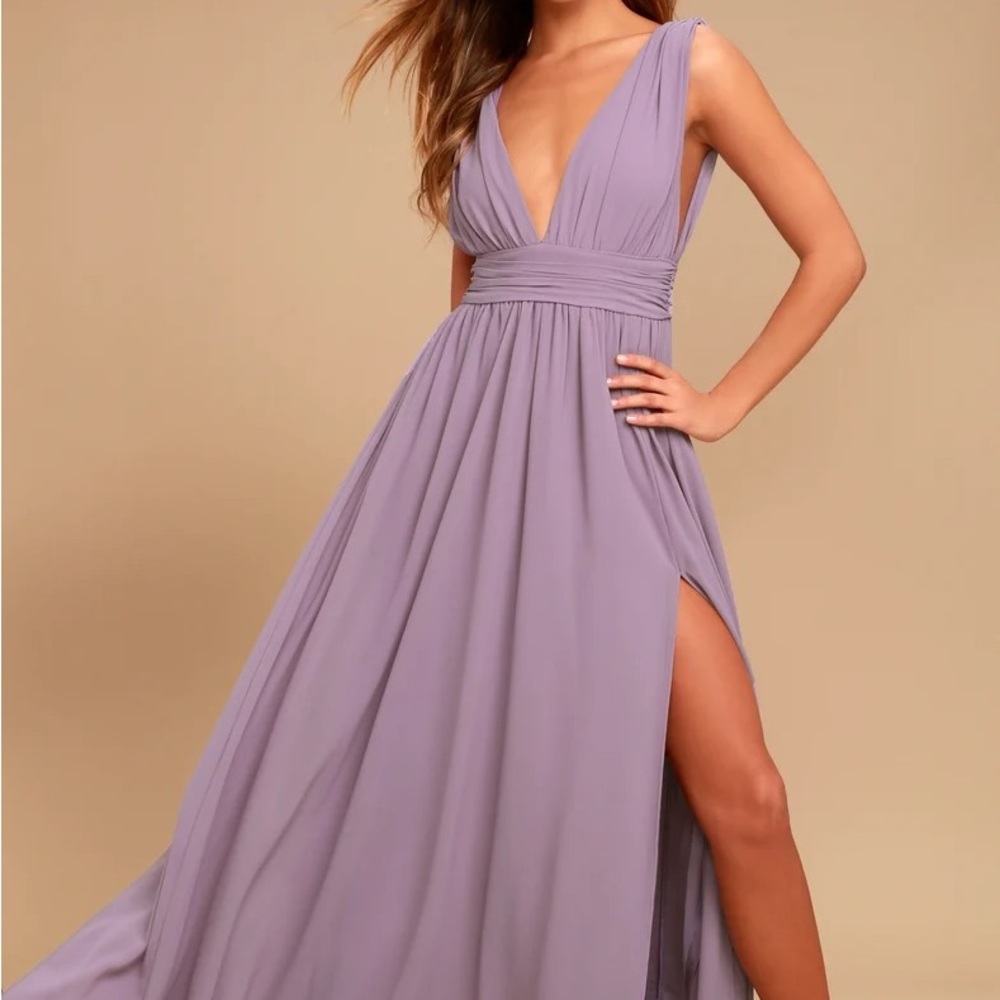 Heavenly Hues Lulu’s light purple/grey bridesmaid dress